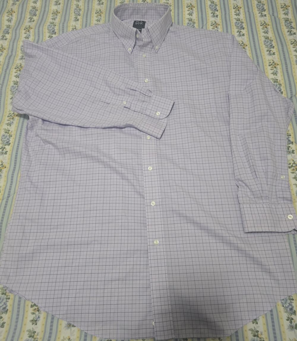 JOS A Bank Travelers Collection Dress Shirt Mens 17.5-33 Windowpane Check